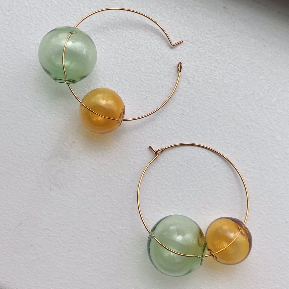 Glass Bubble Hoop Earrings